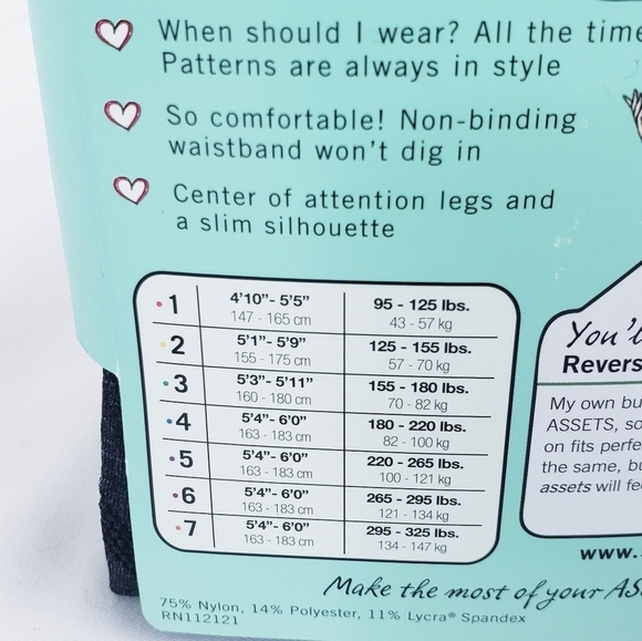 NWT Spanx Assets Reversible Shaping Tights Flipside Diamond Black 2 - Picture 5 of 5